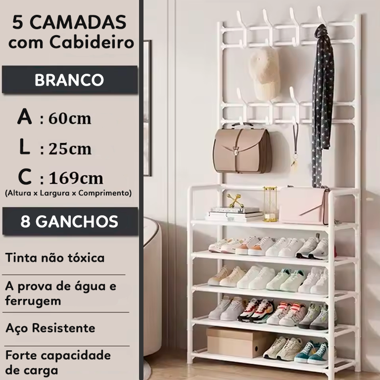 Multi-Organize - Sapateira Multifuncional com Cabideiro