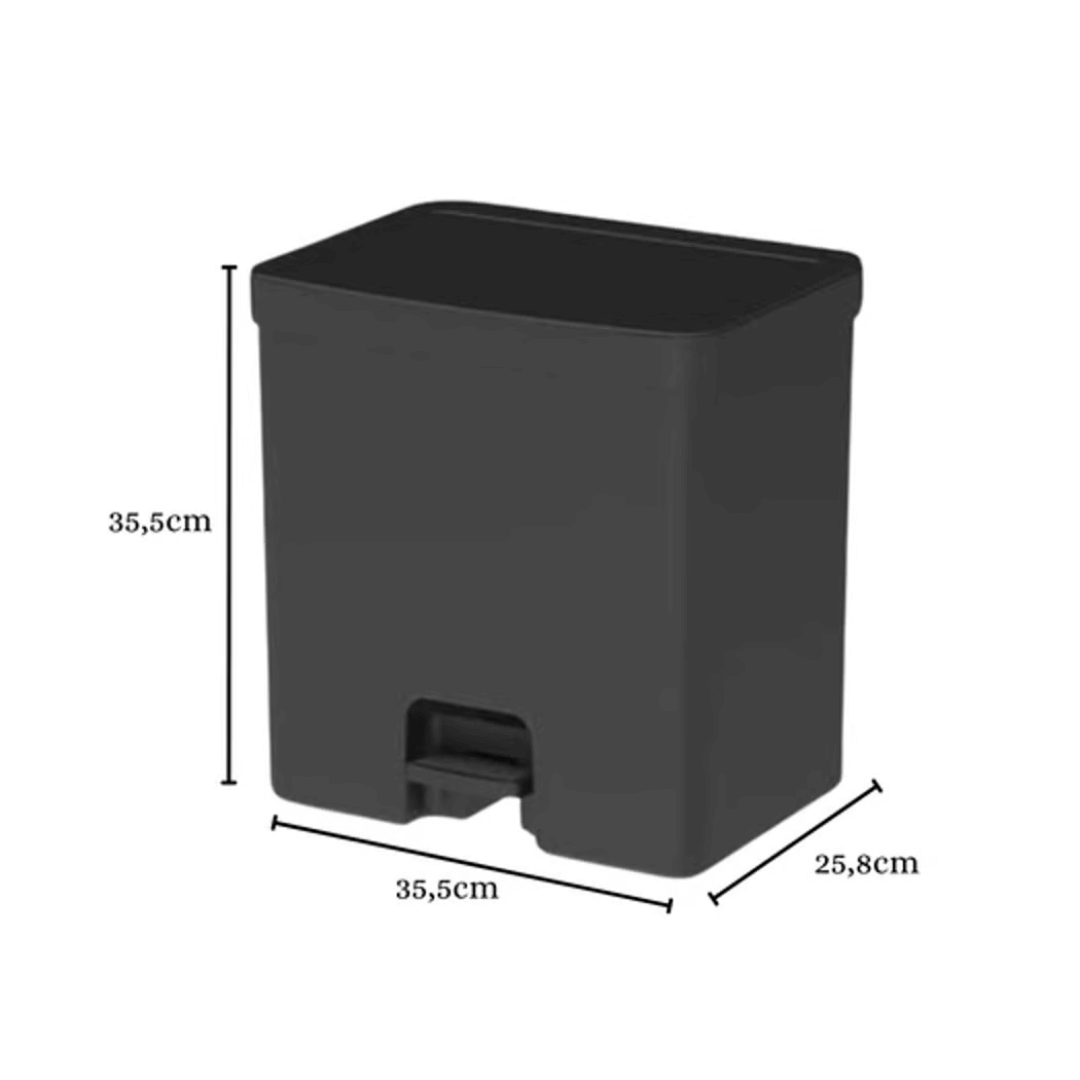 Lixeira de Pedal Trium Duplo Compartimento Preto 20 Litros