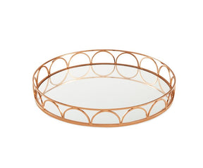 Bandeja em Metal com Espelho Rose Gold 45cm